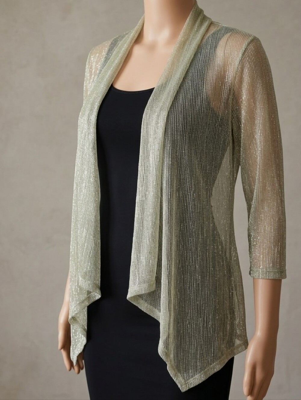 Sara Michelle Metallic Silver & Gold Shimmer Sheer Shrug Cardigan PM Or Xsmall